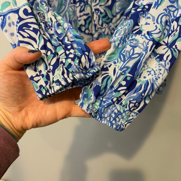 Lilly Pulitzer Women's Small Willa Blouse Shirt Blue Paisley Lightweight Resort - Picture 7 of 9